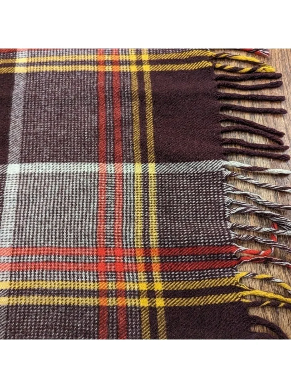 Vintage tartan 100% wool blanket, made in Scotland,  52
